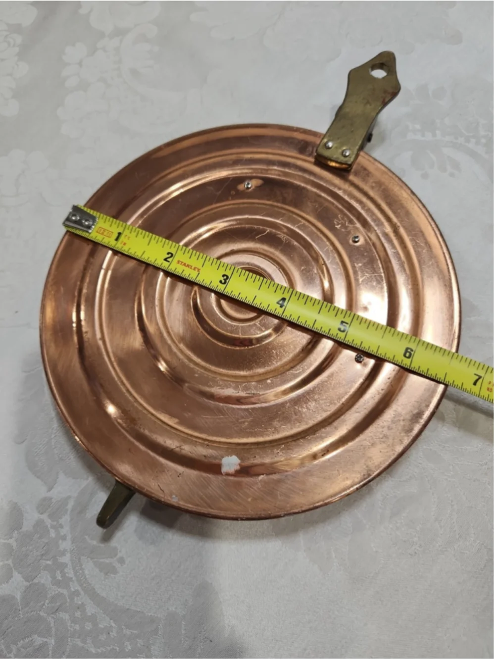 Copper & Brass Heart Wheat Flower Key Holder Wall Hanging Cottage Farm Vtg